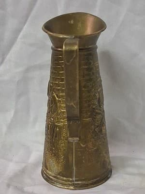 Vintage Brass Embossed ELPEC Pitcher England Colonial Tavern Bar Decor - Thumbnail 5
