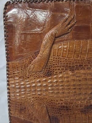 Vtg Cuba Purse Women's Brown Genuine Leather Alligator Body Zipper, Dmg On Strap - Thumbnail 8