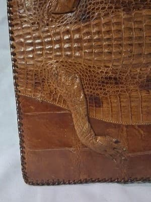 Vtg Cuba Purse Women's Brown Genuine Leather Alligator Body Zipper, Dmg On Strap - Thumbnail 9