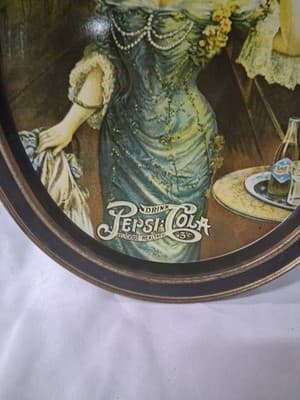 Vintage Pepsi-Cola Tray - 1970s Fabcraft - Brown/Gold Victorian Lady - Used Cond - Thumbnail 3