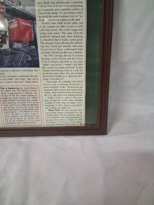 Vintage 1940-1950 Cocoa Cola Advertising Memorabilia Frame - Thumbnail 5