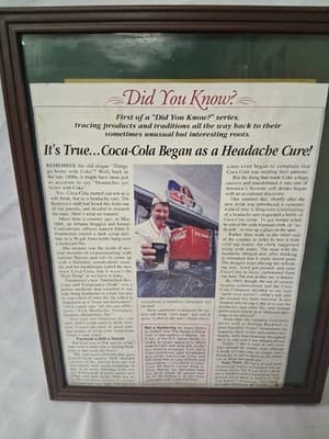 Vintage 1940-1950 Cocoa Cola Advertising Memorabilia Frame - Thumbnail 2
