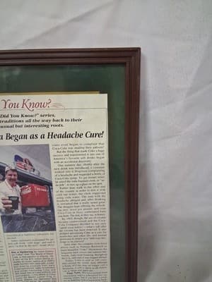 Vintage 1940-1950 Cocoa Cola Advertising Memorabilia Frame - Thumbnail 4