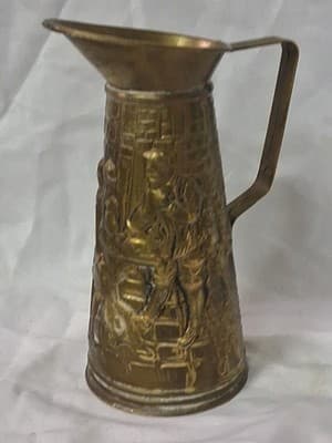 Vintage Brass Embossed ELPEC Pitcher England Colonial Tavern Bar Decor - Thumbnail 6