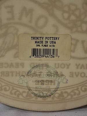 Vintage Trinity Pottery Welcome Plaque Love Laughter Bird Floral Handmade Hang - Thumbnail 5