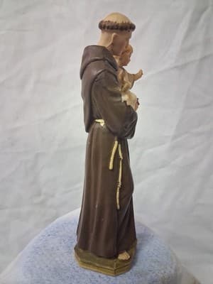 Pasquini Saint Anthony Holding Jesus White Lily Hand Painted Figure Italy - Thumbnail 4