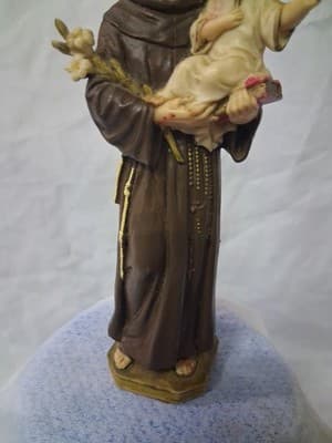 Pasquini Saint Anthony Holding Jesus White Lily Hand Painted Figure Italy - Thumbnail 3