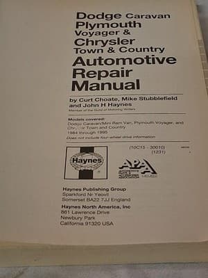 '84 - '95 Dodge Caravan; Plymouth Voyage; Chrysler Town & Country Haynes 30010 - Thumbnail 9