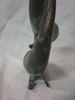 BRASS Metal Pair of Dolphins Vintage Sculpture M. Scholes Large Modern Figurine - Thumbnail 5