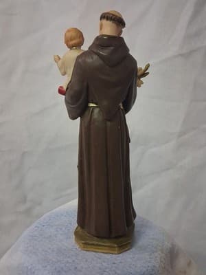Pasquini Saint Anthony Holding Jesus White Lily Hand Painted Figure Italy - Thumbnail 6