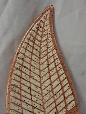 Decorativ Pottery Leaf Unique Fall Color Ceramic Sculpture - Thumbnail 2