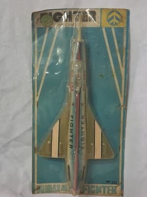 **RARE**1964 TIN FIGHTER JET TOY PLANE PF-292 FRICTION PLANE SEALED ✈️ READ