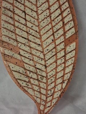 Decorativ Pottery Leaf Unique Fall Color Ceramic Sculpture - Thumbnail 3