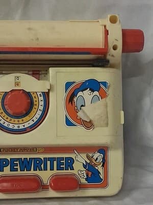 VINTAGE ILLCO MICKEY MOUSE JR TYPEWRITER TOY DONALD DUCK HONG KONG MADE - Thumbnail 3