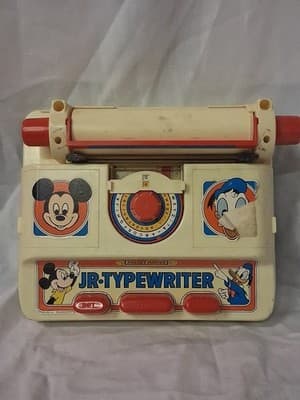 VINTAGE ILLCO MICKEY MOUSE JR TYPEWRITER TOY DONALD DUCK HONG KONG MADE
