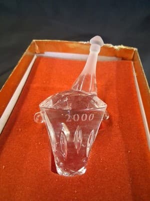 GORHAM Lead Crystal Ice Bucket With Champagne CHRISTMAS Ornament 2000 No String - Thumbnail 3