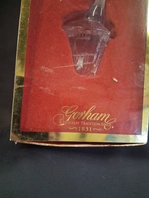 GORHAM Lead Crystal Ice Bucket With Champagne CHRISTMAS Ornament 2000 No String - Thumbnail 2