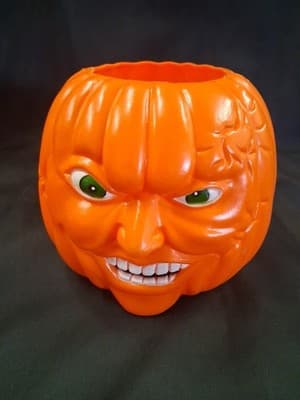 Vtg BOLS Pumpkin Smash Plastic Angry Container Jack-o'-lantern - Thumbnail 2