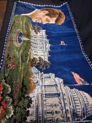 1960'S PRESIDENT JOHN F KENNEDY TAPPESTRY WALL RUG MADE IN ITALY - Thumbnail 6