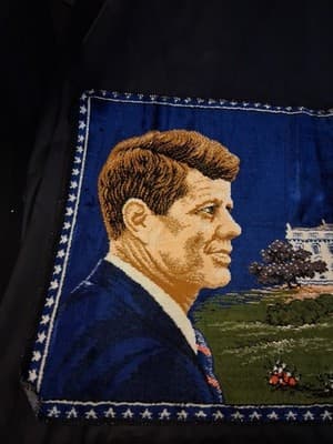 1960'S PRESIDENT JOHN F KENNEDY TAPPESTRY WALL RUG MADE IN ITALY - Thumbnail 2