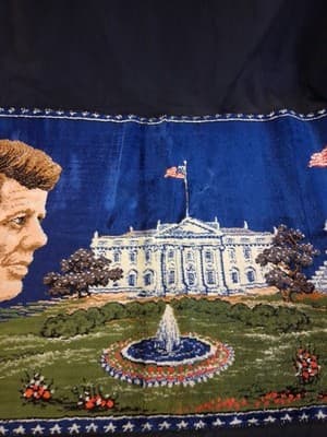 1960'S PRESIDENT JOHN F KENNEDY TAPPESTRY WALL RUG MADE IN ITALY - Thumbnail 3