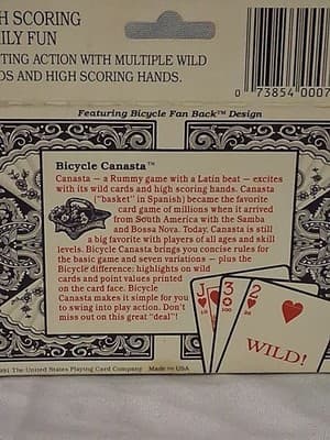 Bicycle Canasta 2 Decks Playing Cards Instructions Vintage 1991 Game - Thumbnail 4