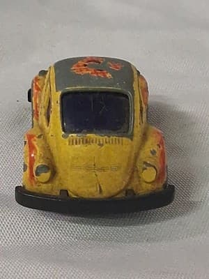 🪲 RARE VTG Yat Ming Yatming No. 3203 Volkswagen Beetle Yellow Pullback VW Bug - Thumbnail 4