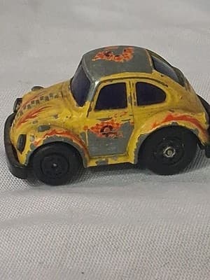 🪲 RARE VTG Yat Ming Yatming No. 3203 Volkswagen Beetle Yellow Pullback VW Bug - Thumbnail 3