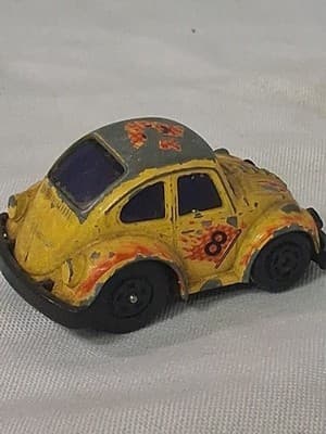 🪲 RARE VTG Yat Ming Yatming No. 3203 Volkswagen Beetle Yellow Pullback VW Bug - Thumbnail 5
