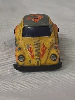 🪲 RARE VTG Yat Ming Yatming No. 3203 Volkswagen Beetle Yellow Pullback VW Bug - Thumbnail 2