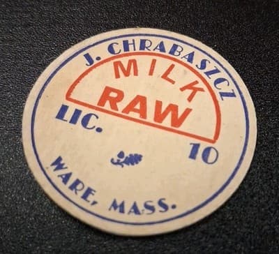 RARE J. Chrabaszcz Dairy Milk Bottle Cap Glass Dairy Milk Ware Massachusetts - Thumbnail 3