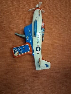 VINTAGE TN P-51 MUSTANG TIN TOY,SPARK EMITING*MOVING PROP!GIFT,USAF,METAL,1960s! - Thumbnail 6