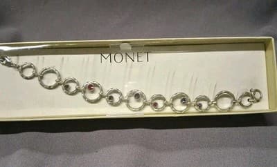 Vintage Monet Bracelet Multi Color Stones Pink Purple with Jewl Links