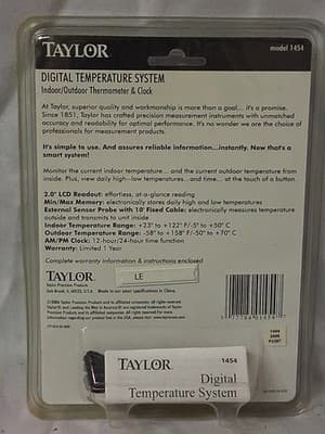 Taylor Digital Temperature System Indoor/outdoor Thermometer Lcd Clock #1454 - Thumbnail 3