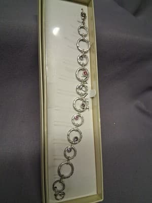 Vintage Monet Bracelet Multi Color Stones Pink Purple with Jewl Links - Thumbnail 2