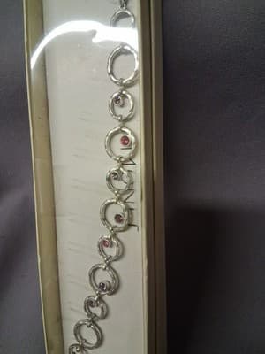 Vintage Monet Bracelet Multi Color Stones Pink Purple with Jewl Links - Thumbnail 3