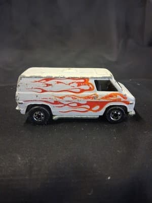 Vintage Hot Wheels, White Van w/ Flames, 1974 Malaysia - Thumbnail 2