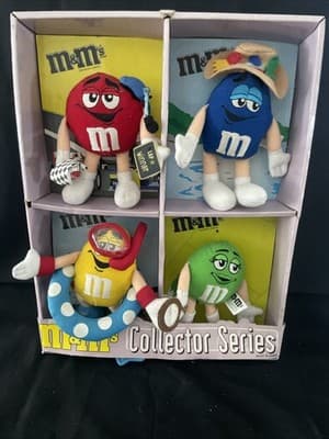 M&m Collector Series Plush Set In Display/Shadow Box New