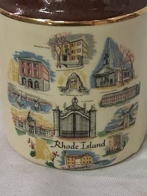 RHODE ISLAND SOUVENIR WHISKEY JUG VINTAGE HOUSE OF SEVEN GABLES HARVARD CAPE COD - Thumbnail 2