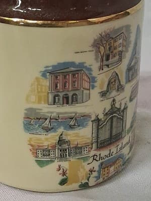 RHODE ISLAND SOUVENIR WHISKEY JUG VINTAGE HOUSE OF SEVEN GABLES HARVARD CAPE COD - Thumbnail 5