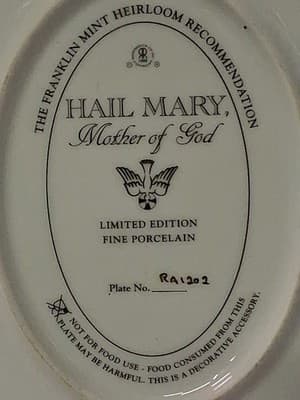 Vintage Hail Mary Mother Of God Collectible Franklin Plate #RA1202 - Thumbnail 3