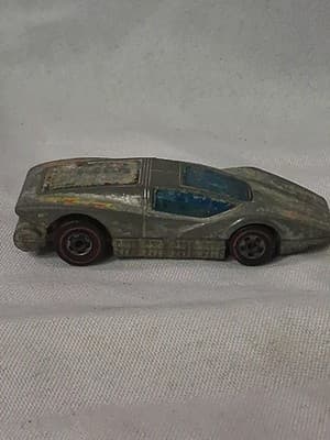VINTAGE 1974 HOT WHEELS LARGE CHARGE REDLINE SILVER WITH BLUE WINDOWS CAR AS IS