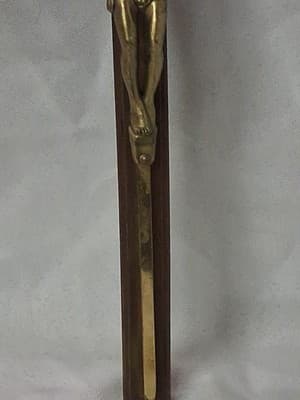 Vintage Wall Crucifix Jesus Oak Wood Gold NR Cross 10” - Thumbnail 3