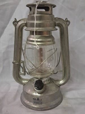 OLDE BROOKLYN Tin Lantern Battery Powered 10" Silver