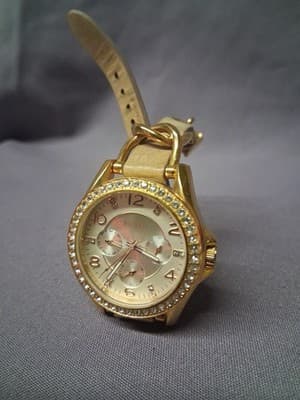 Fossil Riley ES3466 Womens Watch 40mm Rose Gold Tone Crystal Bezel New Battery - Thumbnail 2