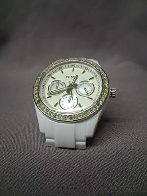Fossil White With Crystals Link Watch ES-1967 Womens - Thumbnail 5