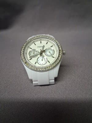 Fossil White With Crystals Link Watch ES-1967 Womens - Thumbnail 2