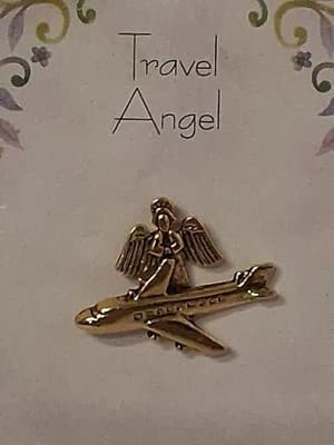 Travel Angel Lapel Pin Travel Angel Made of Gold Toned Metal - Thumbnail 2