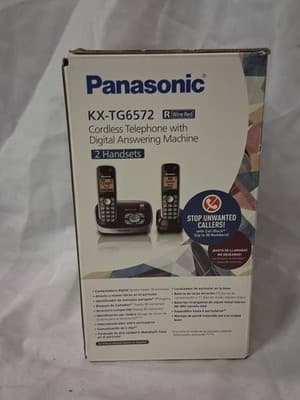Panasonic DECT 6.0 Plus Cordless Telephone 2 Handsets KX-TG6572 New - Thumbnail 2