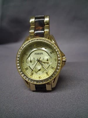 Fossil Riley Watch Unisex Day Date 24H Two Tone Band 38mm Case ES3343 Quartz - Thumbnail 2